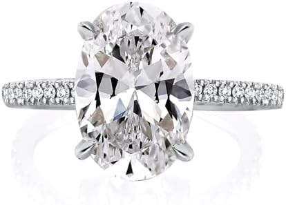 3.5ct Elongated Oval Cut Engagement Ring,No Tarnish Yellow Gold Plated 925 Sterling Silver Simulated Diamond Promise Ring