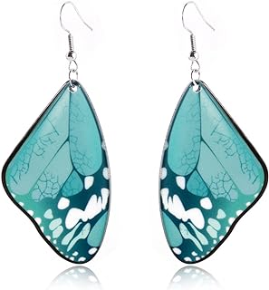 Women's Boho Chic Asymmetric Monarch Butterfly Wing Dangle Earrings with Push Back Closure, Acrylic and Zinc Alloy Construction - Perfect Summer Accessory!