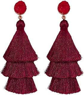 Layered Tassel Earrings for Women Bohemian Colorful Tiered Tassel Dangle Drop Earrings for Christmas Mother's Day Gift