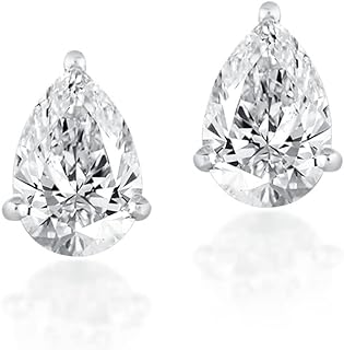 GIA Certified 1 to 2 Carat Pear Cut Diamond Teardrop Stud Earrings for Women in 14k Gold (J-K, SI1-SI2, cttw) 3-Prong Setting Screw Back by Carat Craze