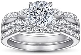 Elegant MRENITE Gold Moissanite Wedding Ring Set with Round Cut Design for Women - Choose from 10k, 14k, 18k