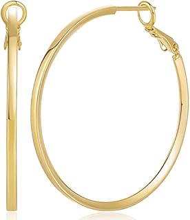 AIGAMIT 14k Gold Clip-On Square-Edge Large Hoop Earrings for Women, Hypoallergenic with Polished Finish, Elegant Gift-Ready Packaging