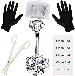 prgislew Belly Piercing Kit Navel Piercing Kit Professional Piercing Kit with 13G 14G Belly Button Ring Piercing Needles and Piercing Clamps for Belly Navel Ring Studs Piercing Set