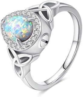 Opal Urn Ring 925 Sterling Silver Cremation Ring for Ashes Teardrop Keepsake Jewelry for Women 7 8 9 Size
