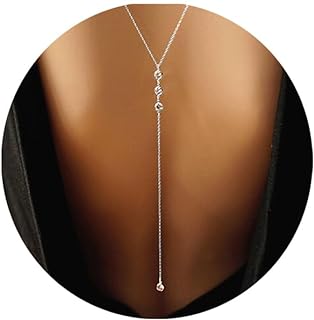 Edary Crystal Back Chain Sexy Beach Body Chain Harness Bikini Chain Fashion Body Jewelry Accessories for Women and Girls (Silver)