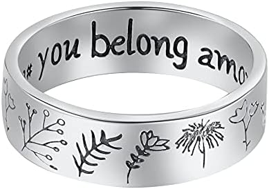 Wildflowers Rings,LOVECOM 925 Sterling Silver Floral Rings for Women Girls Bohemian Delicate You Belong Among the Wildflowers Ring Floral Daisy Ring Summer Spring Flower Finger Wedding Bands Jewelry Gifts for Her