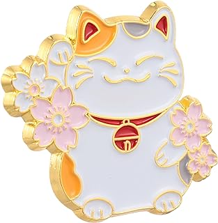 Amosfun 1pc Japanese Style Brooch Maneki Cat Pin Cherry Blossom Enamel Pins Brooch Maneki Brooch Cat Enamel Pin Cartoon Brooch Pins Bags Miss Cherry Blossoms Zinc Alloy