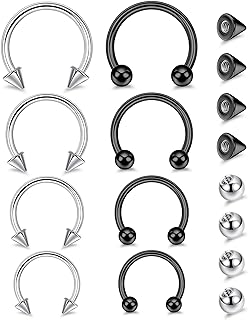 Spike Nose Ring YOVORO Horseshoe Septum in Stainless Steel for Unisex - Versatile Design for Nose, Lip, Eyebrow Piercings