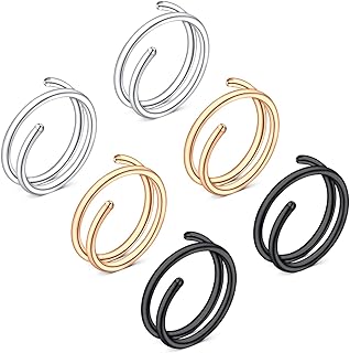 Versatile Stainless-Steel Double Hoop Nose Ring from QWALIT - Perfect for Single Piercing - Hypoallergenic & Comfortable Fit - Unique Double Loop Design - Ideal Gift for Jewelry Lovers