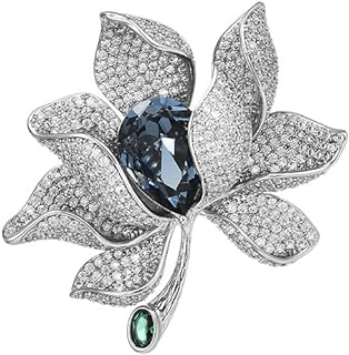 Pin Clasp Lotus Flower Brooch with Pearl and Rhinestone Detailing, Ideal Gift for Women, Intricate Lotus Design