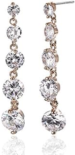 Elegant Women's Drop Earrings with Push Back - Cubic Zirconia Adorned Copper Bridesmaid Wedding Earrings