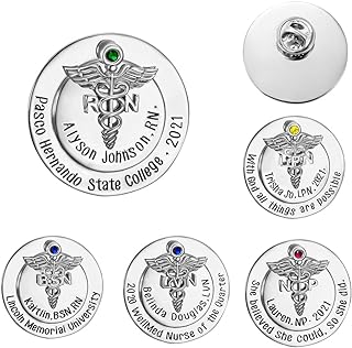 ipetlive RN LVN LPN BSN NP Pins Brooches Customize Engraved Birthstone Nurse Pin for Pinning Ceremony Nursing Pin For Graduation School Class of 2024 Gifts