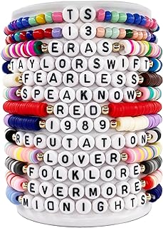 13 Pcs Friendship Bracelets Merch Eras Tour Accessories Set TS1-10 - Lover Folklore Speak Now Red 1989 Reputation Clay Bracelet for Swiftie Fans Women Girls Teens