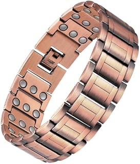 Men's Feraco 99.99% Pure Copper Bracelet with Box and Link Chain for Joint Pain Relief - Adjustable, Magnetic Clasp