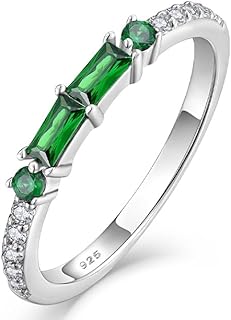 Stackable Rings 925 Sterling Silver Halo Eternity Ring for Women Square Birthstone Stacking Band Size 5-10