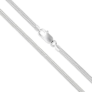Sterling Silver Snake Chain Necklace by LONENA - Glossy, Smooth, Flexible Design - Hypoallergenic, Lead & Nickel-Free - Ideal for Men, Women - Available in 16/18/20/22/24/26 inch Lengths - Comes in Gift Box