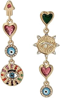 Product Title: "Betsey Johnson Women's Evil Eye Linear Dangle Earrings with Push Back Closure in Gold-Tone Base Metal for Chic Design Enthusiasts"