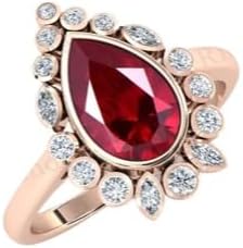 1.5 CT Vintage Ruby Engagement Ring 14k Gold Ruby Wedding Ring Pear Shaped Ruby Bridal Ring Art Deco Ruby Wedding Ring Antique Anniversary Ring