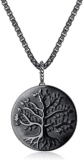 COAI Women's Men's Tree of Life Black Obsidian Necklace