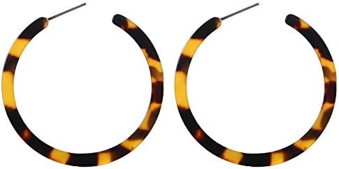 Tortoise Shell Resin Hoop Earrings Fashion Jewelry