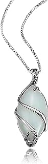 MORGAN & PAIGE .925 Sterling Silver & Green Jade Diamond-Accented 3/4" Wire-Wrapped Marquise Cut Drop Earrings or 18" Pendant Necklace