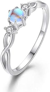 Cuoka Moonstone Ring 925 Sterling Silver Rainbow Moonstone Infinity Ring for Women Promise Rings Moonstone Jewellery Gifts for Engagement Anniversary Wedding Rings