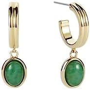 18k Gold Plated Green Dangle Earrings for Women Natural Stone Jewelry Wedding Guest Crystla Drop Formal Earrings