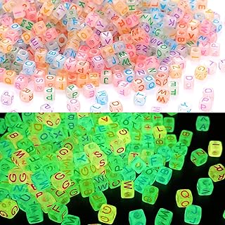 UV Glow-in-the-Dark Alphabet Bracelet Beads in Acrylic Material with Square Shape - 1000pcs Set by DIYDEC