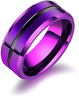 8mm Stainless Steel Matte Brushed Wedding Band Rings for Men,Black Blue Purple Gold Colors Available