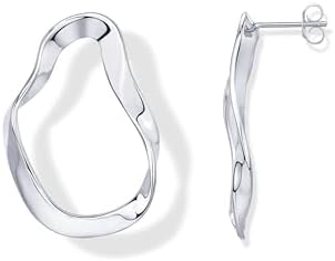 PAVOI 14K Gold Plated Sterling Silver Posts Wavy Statement Drop Earrings | Lightweight Twisted Infinity Hoop Stud Earrings