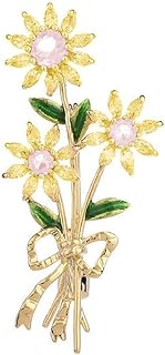 14K Gold Daisy Brooch with Crystal Inlay - Bright Bouquet Flower Crystal Brooch,Ideal Gift for Her on Special Occasions