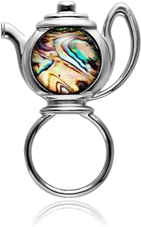 Magnetic Clasp Alloy Teapot-Shaped Brooch with Transparent Glass Abalone Shell - Elegant Accessory for Women - Eye-catching Design from Manzhen China