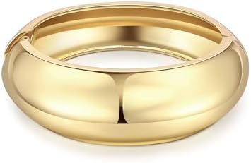 No-Clasp Cubic Zirconia-Adorned Chunky Gold Bangle Bracelets for Women - Open Wide Cuff Design - Set of 3