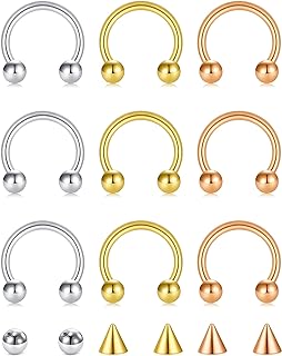 D.Bella 16G 18G 20G Horseshoe Septum Rings Surgical Steel Nose Piercing Jewelry Cartilage Helix Tragus Earring Hoop Eyebrow Lip Retainer for Women Men 6mm 8mm 10mm 12mm