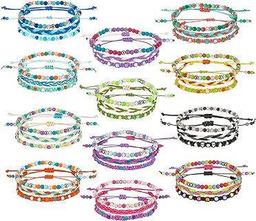 Yaomiao 36 Pieces Friendship Bracelets Braided Bead Bracelets Stackable String Woven Bracelets Stretch Waterproof Adjustable Bracelet String for Women Teen Girls
