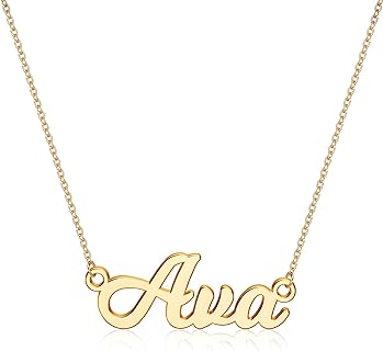 Ursteel Custom Name Necklace Personalized, 14K Gold Plated Personalized Name Necklace Dainty Name Plate Necklace Jewelry Personalized Gifts for Women Teen Girls