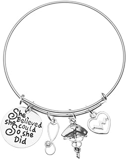 Silver Nurse Charm Bracelet with Lobster Claw Clasp and Box Chain, Perfect Gift for Nurses or Nursing Students, Inspirational Design - Made in USA