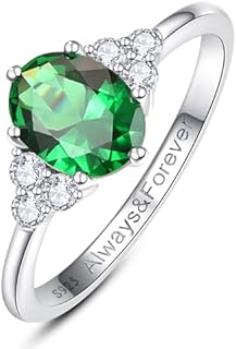 1.5ct 6x8mm Oval-Cut Engagement Ring for Women Engrave Always & Forever 925 Sterling Silver Cubic Zirconia Engagement Ring Promise Ring for Her Size 5-9