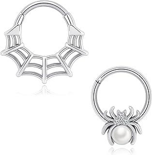 Stuppendux Stainless Steel Angel-Demon Inspired Septum Rings Set - 16G, 1.2MM - Versatile Use for Nose, Ear & Cartilage Piercing