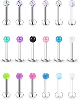 Kridzisw 20G Glow in the Dark Lip Labret Monroe Medusa Nose Rings Studs 316L Surgical Steel Cartilage Tragus Earrings Forward Helix Earrings Piercing Jewelry 6mm 8mm 10mm