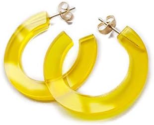 Women's Acrylic Hoop Earrings with Push Back Zinc Alloy, Round Shape, Candy Color Charm Design