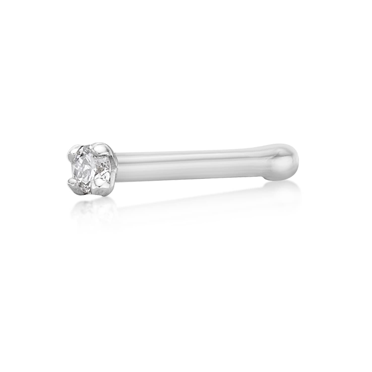 Lavari Jewelers 18 Gauge 0.01 to 0.07 Carat Diamond Nose Ring in 14k White or Yellow Gold Unisex Stud Nose Ring 1.3mm, 1.7mm, 2.4mm, 2.7mm Hypoallergenic Nostril Piercing Jewelry 18G Body Piercing