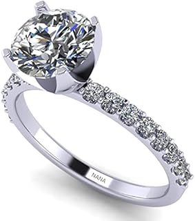 NANA Jewels 1.00ct to 4.00ct Simulated Diamond Engagement Ring Round Solitaire Sterling Silver 10k-14k CZ