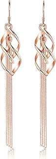 Deyanse Boucles d'Oreilles Pendantes en Argent 925 avec Chaîne Serpent et Feuilles Hypoallergéniques, 94 mm et 6,1 g, Idéales pour Femmes Sensibles lors de Fêtes et Mariages