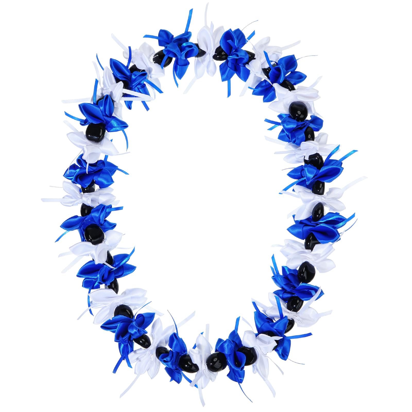 Graduation Leis Hawaiian Orchid with Kukui Leaf Nut Acrylic Bead Handmade Ribbon Bow Necklaces for School College