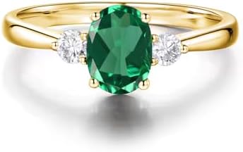 Elegant Oval Cut Emerald Engagement Ring - Ideal for Her - 10K to 18K Gold Sterling Silver - Promise/Anniversary Ring - Accompanied by Moissanite - May Birthstone Ring