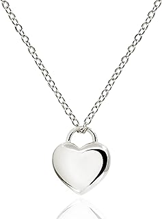 Dainty Puffy Heart Pendant Necklace for Women Gold Plated Jewelry Silver Chunky Necklace with Cute Heart Charm Jewelry Gifts for Her [HN-B-S]
