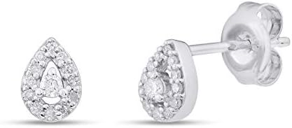 Belantina 14K White Gold Women's Stud Earrings with Push Back Finding and Teardrop Diamond Design