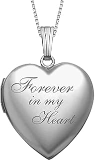 PicturesOnGold.com Forever In My Heart Locket Necklace for Women That Hold Pictures in Personalized Sterling Silver or Yellow Gold.