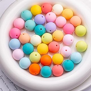 Beads for pens 100Pcs 16MM Chunky Bubblegum Beads Bulk for DIY Bead Pen Focal Beads Frosted Beads Plastic Resin Beads for Necklace and Bracelet Making (16MM)